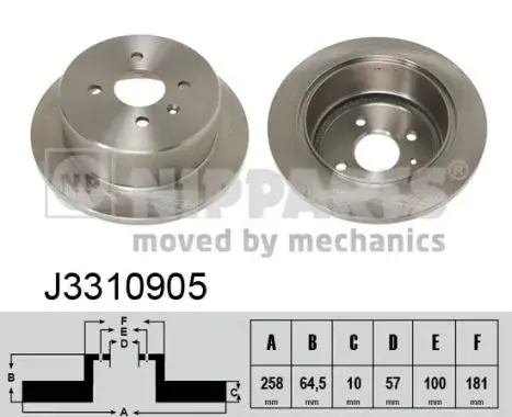 Задній гальмівний (тормозний) диск Nipparts J3310905 (фото 1)