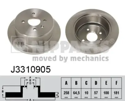 Задній гальмівний (тормозний) диск Nipparts J3310905