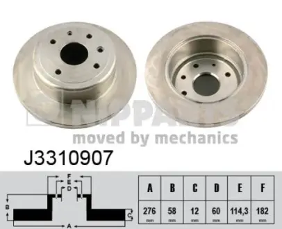 Задний тормозной диск nipparts J3310907