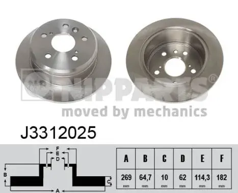 Задний тормозной диск nipparts J3312025
