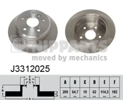 Задний тормозной диск nipparts J3312025