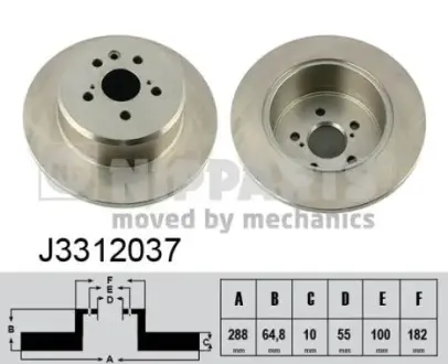 Задній гальмівний (тормозний) диск Nipparts J3312037