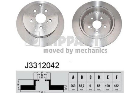 Задний тормозной диск nipparts J3312042