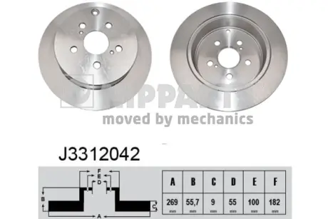 Задний тормозной диск nipparts J3312042