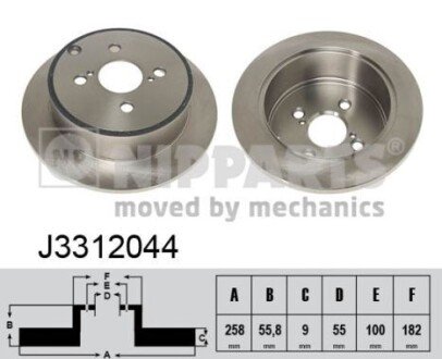 Задний тормозной диск nipparts J3312044