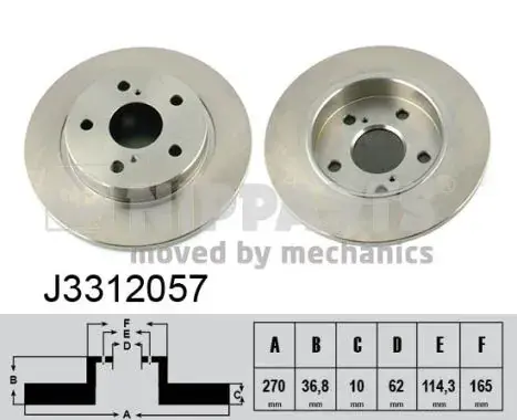 Задний тормозной диск nipparts J3312057