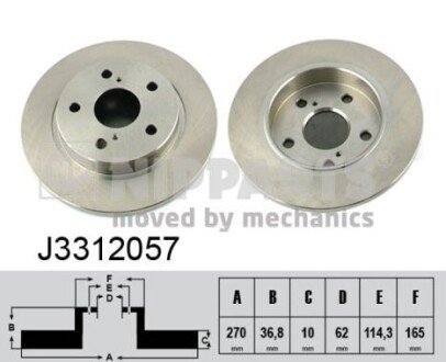 Задній гальмівний (тормозний) диск nipparts J3312057