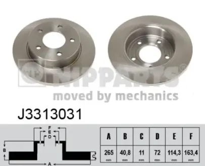 Задний тормозной диск nipparts J3313031