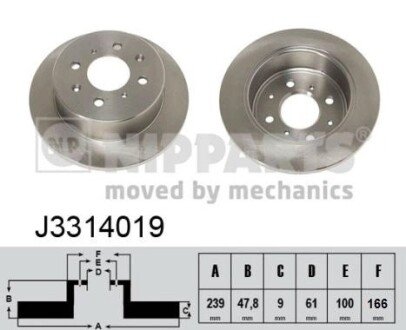 Задний тормозной диск nipparts J3314019