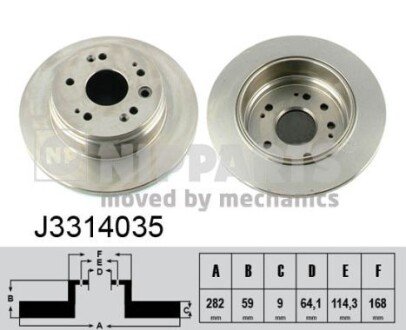 Задний тормозной диск nipparts J3314035