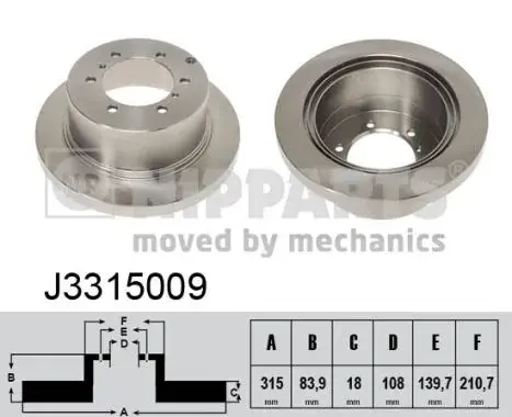 Задній гальмівний (тормозний) диск Nipparts J3315009 (фото 1)