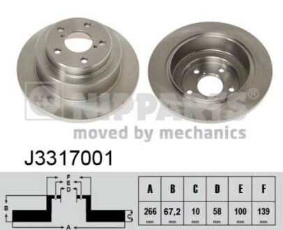 Задний тормозной диск nipparts J3317001