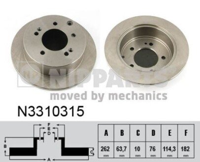 Задній гальмівний (тормозний) диск nipparts N3310315