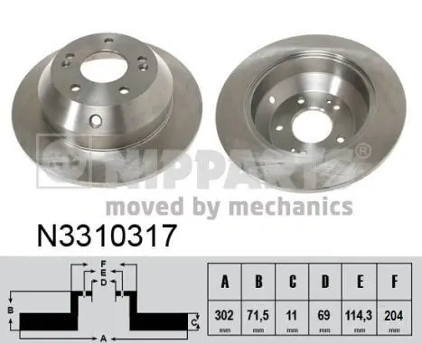 Задний тормозной диск nipparts N3310317
