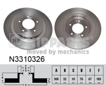 Задній гальмівний (тормозний) диск nipparts N3310326 на Hyundai Туксон