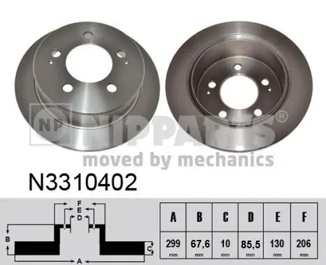 Задній гальмівний (тормозний) диск Nipparts N3310402 (фото 1)