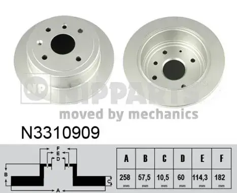 Задній гальмівний (тормозний) диск Nipparts N3310909 (фото 1)