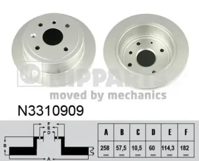 Задній гальмівний (тормозний) диск Nipparts N3310909