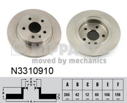 Задній гальмівний (тормозний) диск nipparts N3310910