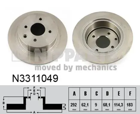 Задній гальмівний (тормозний) диск Nipparts N3311049 (фото 1)