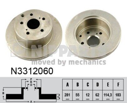 Задний тормозной диск nipparts N3312060