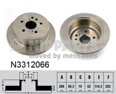 Задний тормозной диск nipparts N3312066 на Тойота Харриер