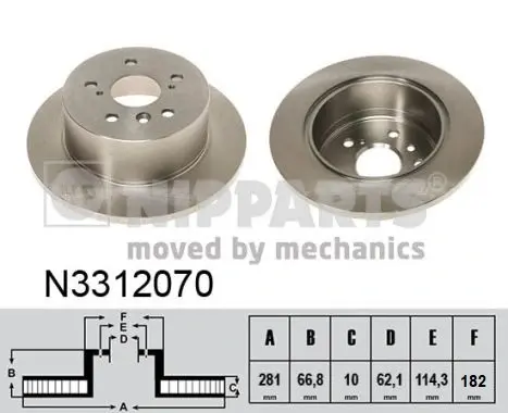 Задний тормозной диск nipparts N3312070