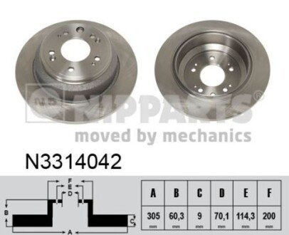 Задний тормозной диск nipparts N3314042 на Хонда Аккорд 9