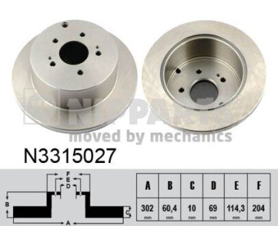 Задний тормозной диск nipparts N3315027