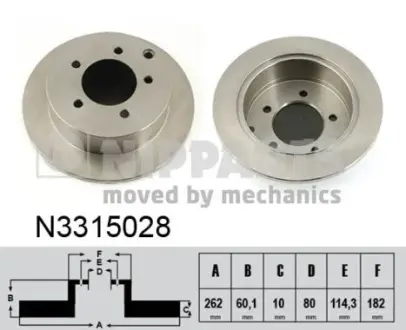 Задній гальмівний (тормозний) диск Nipparts N3315028