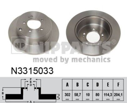 Задній гальмівний (тормозний) диск nipparts N3315033