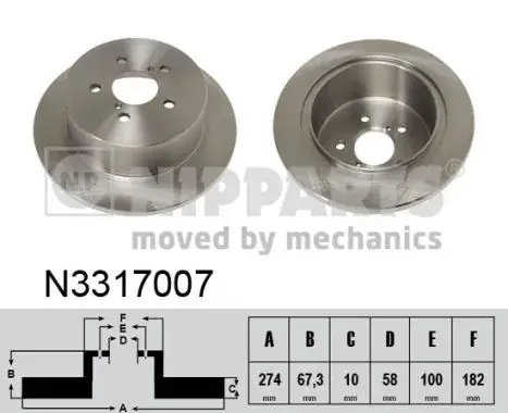 Задній гальмівний (тормозний) диск Nipparts N3317007 (фото 1)