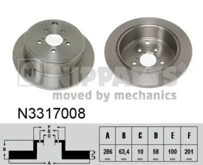 Задній гальмівний (тормозний) диск Nipparts N3317008