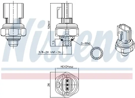 Датчик тиску хладогенту nissens 301077 Hyundai Sonata lf