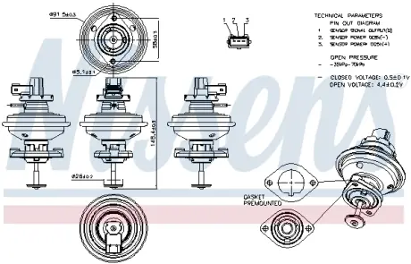 Клапан рецеркуляції відпрацьованих газів Nissens 98208