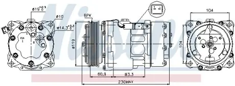 Компрессор кондиционера First Fit nissens 89032 Пежо 307