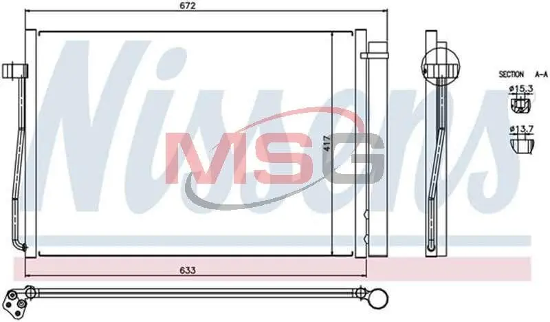 Конденсатор кондиционера BMW 5 E60-E61 (03-) (пр-во) nissens 94679
