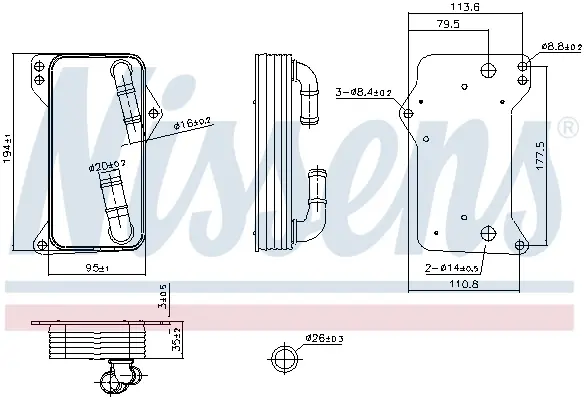 NISSENS AUDI Оливний радіатор A3, Q3, SKODA, VW nissens 91505