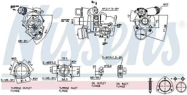 NISSENS CITROEN Турбіна C4 GRAND PICASSO I 1.6 08-, DS3 (SA_) 1.6 10-, DS4 1.6 11- Nissens 93282 (фото 1)