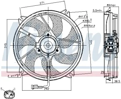 NISSENS CITROEN Вентилятор радіатора C5 I, C8, Jumpy, Fiat Scudo, Peugeot 807, Expert 1.8/2.0/2.0HDI 01- Nissens 85606