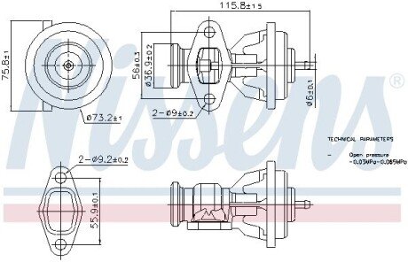 DB Клапан EGR Sprinter, Vario, Vito 2.3/2.9D/TD 96- nissens 98439 на Мерседес Вито 638