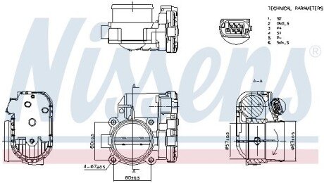 FORD Дросельна заслонка RANGER 11-, TRANSIT CUSTOM V362 12-, TRANSIT V363 13-, CITROEN, PEUGEOT nissens 955007