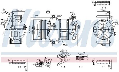 FORD Компресор кондиціонера ECOSPORT, FIESTA VII, TOURNEO COURIER B460 nissens 890786 на Форд Курьер