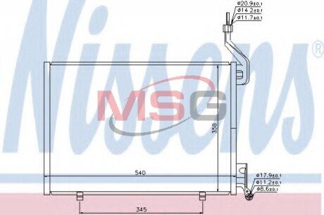 FORD Радіатор кондиціонера (конденсатор) FIESTA 1.6 D 08- (540x358x16) nissens 940107