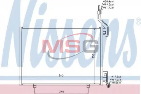 NISSENS FORD Радіатор кондиціонера (конденсатор) FIESTA 1.6 D 08- (540x358x16) nissens 940107 Форд Fiesta 6
