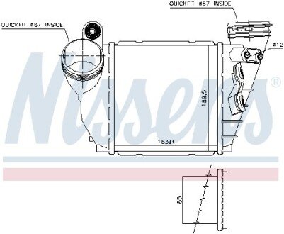 Радиатор интеркулера nissens 96487 на Ауди А3 8l