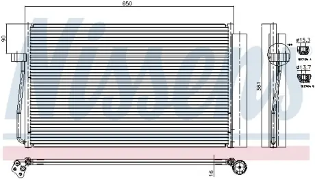 Радиатор кондиционера BMW 5 E60-E61/BMW7 E65-E66-E67-E68 (пр-во) nissens 94747