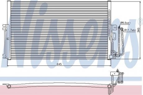 Радиатор кондиционера OPEL VECTRA B (95-) 1.6 (+) (пр-во) nissens 94234