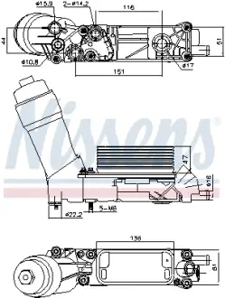 Радіатор масляний з корпусом масляного фільтра Nissens 91335