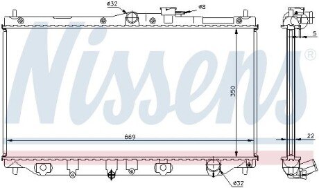 Радиатор охлаждения двигателя nissens 62279A